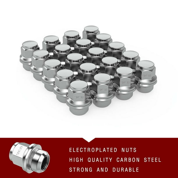 Flat Seated 21 Hex for Toyota Vehicles /& More 20 Black Wheel Nuts M12 x 1.5